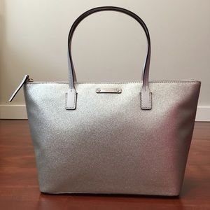 Kate Spade Haven Lane Silver Glitter Tote